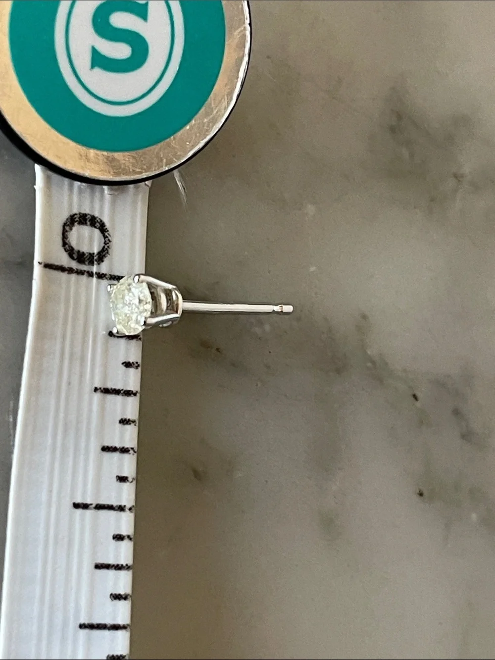 VINTAGE White Round Diamond Stud Silver Earrings